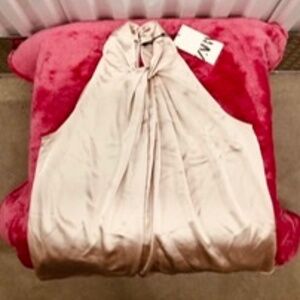 ZARA Sleeveless Satin Open Shoulders Top, M, NWT